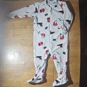 Cozy Gray and Red Kids Footie Pajamas